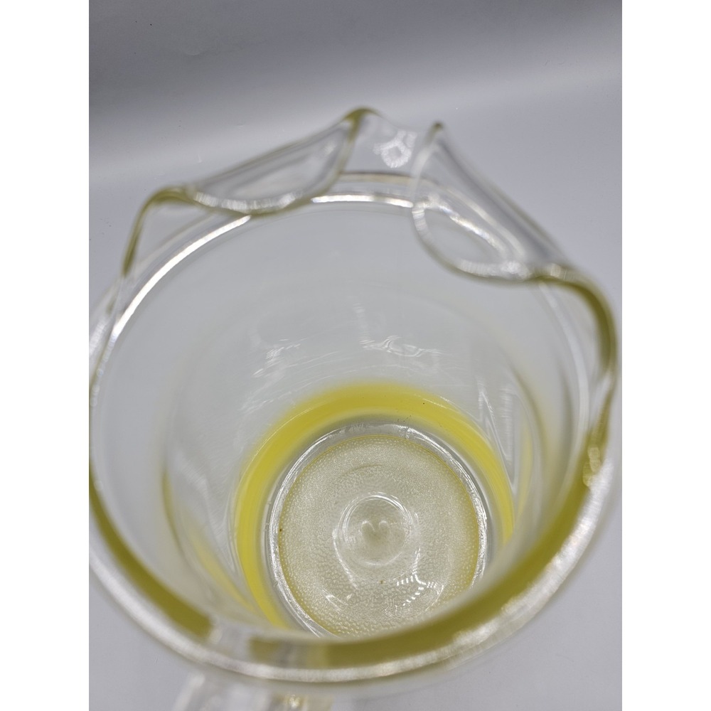 Vintage Blendo Frosted Yellow Pitcher West Virginia Glass 9.5" MCM 50s 60s - Picture 5 of 9
